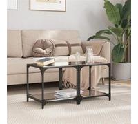 vidaXL Tables basses avec dessus en verre noir 2 pcs 40x40x40 cm acier, table d'appoint, table de salon, table à thé, bout 845965 Noir G