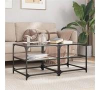 vidaXL Tables basses avec dessus en verre noir 2 pcs 50x50x45 cm acier, table d'appoint, table de salon, table à thé, bout 846009 Noir G