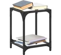 vidaXL Tables basses avec dessus en verre transparent 2 pcs acier, table d'appoint, table de salon, table à thé, bout de 845955 Noir G