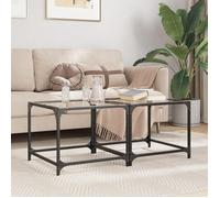 vidaXL Tables basses 845967 2 pièces acier dessus verre transparent Noir G