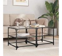 vidaXL Tables basses avec dessus en verre transparent 2 pcs acier, table d'appoint, table de salon, table à thé, bout de 846007 Multicolore G