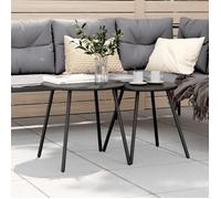 vidaXL Table basse de jardin 2 pcs. Rond Noir Acier revêtu par poudre