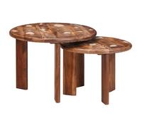 VIDAXL Tables basses gigognes 2 pcs bois massif recyclé multicolore 50x50x40 cm