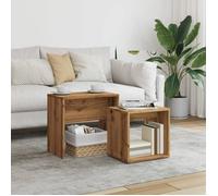 vidaXL Tables basses gigognes 856051 – 2 pcs chêne artisanal bois d'ingénierie moderne – Marron G