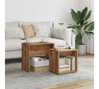 vidaXL Tables basses gigognes 856051 – 2 pcs chêne artisanal bois d'ingénierie moderne – Marron G