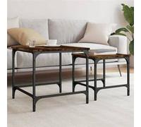 vidaXL Tables basses gigognes 2 pcs chêne fumé bois d'ingénierie 838920 Marron G