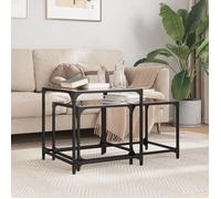 vidaXL Tables basses gigognes 2 pcs dessus en verre noir acier table gigogne table gigogne moderne table empilable table 845985