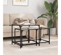 Tables basses gigognes 2 pcs dessus en verre transparent acier, table gigogne, table gigogne moderne, table 845984
