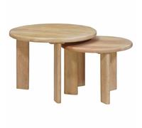 vidaXL Tables Basses gigognes 2 pcs Noir Bois de Mangue Massif, Tables Basses Modernes, Rondes et empilables, Pratiques, minimalistes, pour Un Salon stylé, déco Chic