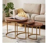 vidaXL Tables basses gigognes 3 pcs Bois de mangue massif et acier 4104641