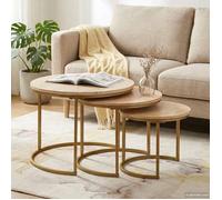 vidaXL Tables basses gigognes 3 pcs Bois de mangue massif et acier