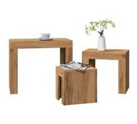 vidaXL Tables basses gigognes 3 pcs chêne artisanal bois d'ingénierie moderne Marron