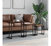 vidaXL Tables basses gigognes 3 pcs Chêne fumé Bois d'ingénierie Marron G
