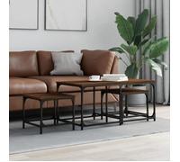 vidaXL Tables Basses Gigognes 3 pcs, Tables d’Appoint Rectangulaire, Bouts de Canapé Gigognes Salon Chambre, Industriel, Chêne Marron Bois d'Ingénierie