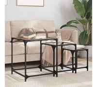 vidaXL Tables basses gigognes modernes 845986 – 3 pièces, plateaux en verre transparent, acier