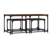 vidaXL Tables Basses Gigognes 3 pcs, Tables d’Appoint Rectangulaire, Bouts de Canapé Gigognes Salon Chambre, Industriel, Chêne Marron Bois d'Ingénierie