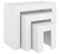 vidaXL Tables Basses Gigognes 3 pcs, Tables d'Appoint, Bouts de Canapé, Meubles de Salle de Séjour, Scandinave, Blanc Bois d'Ingénierie