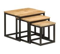 vidaXL Tables Basses Gigognes 3 pcs, Tables d'Appoint Empilables, Meubles de Chambre à Coucher Salon, Bois Massif de 358569