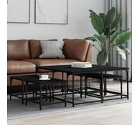 vidaXL Tables basses gigognes 5 pcs noir bois d'ingénierie 835334 Noir G