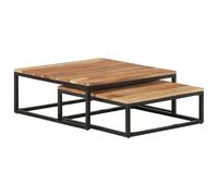vidaXL Tables Basses Gigognes 2 pcs Table d'Appoint Table de Canapé Meuble de Salon Salle de Séjour Maison Intérieur Bois d'Acacia Massif