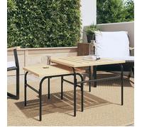vidaXL Tables basses gigognes de jardin 2 pcs marron et noir acier, table basse de jardin, table basse de patio, support 4009307