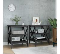 vidaXL Tables d'appoint 2 pcs Noir 40x42x50 cm Bois d’ingénierie 825773
