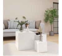 vidaXL Ensemble de tables d'appoint 3 pièces Blanc Aggloméré