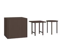 vidaXL Tables d'appoint de jardin 3 pcs. Marron Poly Rattan