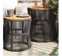 vidaXL Tables d'Appoint de Jardin Dessus en Bois 2 pcs, Tables Basses, Meubles de Terrasse Patio Extérieur, Moderne, Gris 366292