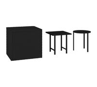 vidaXL Tables d'appoint de jardin, lot de 3, en rotin synthétique noir