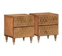 vidaXL Tables de chevet 2 pcs 358283 – Bois de manguier solide 40x33x46 cm Marron