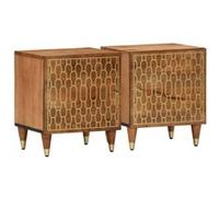 vidaXL Tables de chevet 2 pcs - Bois de manguier