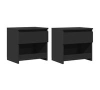 vidaXL Tables de Chevet 2 pcs, Armoire de Lit, Table de Nuit, Meuble de Chambre à Coucher Maison Intérieur, Moderne, Noir Bois d’Ingénierie