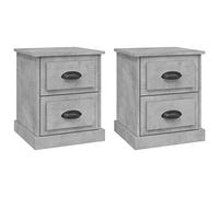 vidaXL Lot de 2 tables de chevet en bois d'ingénierie 39x39x47,5 cm, 2 tiroirs, Gris béton