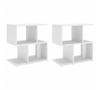 vidaXL Tables de Chevet 2 pcs, Armoires de Nuit avec Compartiments, Armoires de Lit, Meubles de Rangement, Scandinave, Blanc Bois d'Ingénierie
