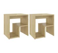 vidaXL Tables de Chevet 2 pcs, Armoires de Nuit avec Étagère, Armoires de Lit, Meubles de Rangement Chambre, Moderne, Chêne Sonoma Bois d'Ingénierie