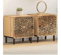 vidaXL Tables de chevet 2 pcs – Armoires de nuit avec porte, bois de manguier solide 40×33×46 cm