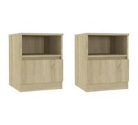 vidaXL Tables de Chevet 2 pcs, Armoires de Nuit avec Tiroir, Armoires de Lit, Meubles de Rangement Chambre, Scandinave, Chêne Sonoma Bois d'Ingénierie