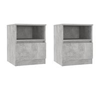 vidaXL Tables de Chevet 2 pcs, Armoires de Nuit avec Tiroir, Armoires de Lit, Meubles de Rangement Chambre, Scandinave, Gris Béton Bois d'Ingénierie