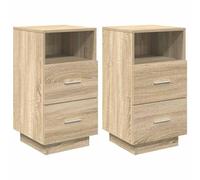 vidaXL Tables de Chevet 2 pcs avec 2 tiroirs chêne Sonoma 36x36x68 cm, Table d'appoint, Armoire de lit, Table d'appoint pour la Chambre, Table de Nuit