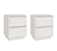 vidaXL Tables de chevet 2 pcs Blanc 40x35x50 cm Bois de pin solide