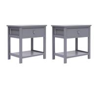 vidaXL Tables de chevet 2 pcs Gris 40x29x42 cm Bois de Paulownia