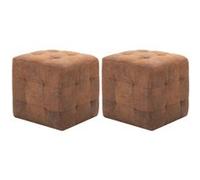 vidaXL Tables de chevet 2 pcs Marron 30x30x30 cm Similicuir daim249014 Brun G