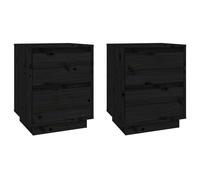 vidaXL Tables de chevet 2 pcs Noir 40x35x50 cm Bois de pin solide Noir