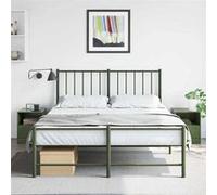 vidaXL Tables de chevet 2 pcs Noir/Vert olive 34,5x39x44 cm acier