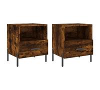 vidaXL Tables de Chevet 2pcs chêne fumé 40x35x47,5cm Bois d’ingénierie, Armoire, Armoire latérale, Support de téléphone, Table de Chevet