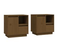 vidaXL Tables de chevet 2pcs Marron miel 50x34x50cm Bois de pin massif