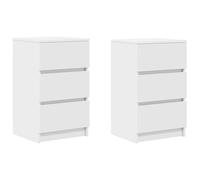 vidaXL Tables de Chevet avec 3 tiroirs 2 pcs Blanc 39x35x65 cm, Table d'appoint, Armoire de lit, Table d'appoint pour la Chambre, Table de Nuit