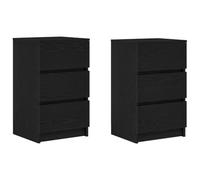 vidaXL Tables de chevet 2 pcs avec 3 tiroirs Noir 39x35x65 cm