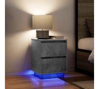 vidaXL Tables de chevet avec lumières LED 2 pcs gris béton 38x34x50 cm, table de nuit, table de lit, table d'appoint, 861290 Gris